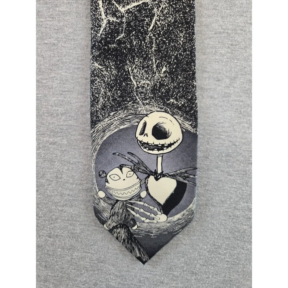 Vintage‎ The Nightmare Before Christmas Tie Mens Black/Gray Disneyland Silk 90's